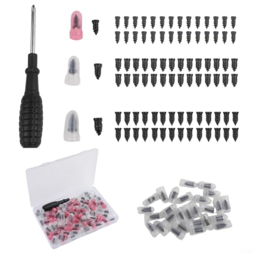Kit de tornillos de reparación de neumáticos de 100 piezas con cuerpo de acero al carbono y capa selladora de goma para reparación de pinchazos tipos de vehículos (84 piezas)