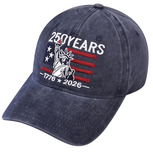 250th Anniversary USA Hat Retro Liberty Embroidered 1776-2026 & Flag Baseball Cap Adjustable Patriotic Unisex Gifts