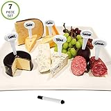 Evelots Cheese-Appetizer-Marker Set-Porcelain-Reusable-Erasable Pen-7 Piece Set