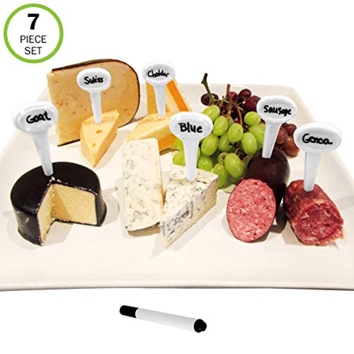 Evelots Food Marker Set-Cheese/Appetizer-Porcelain-Reusable-Erasable Pen-Set/7