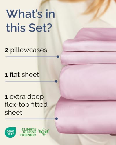 Image of Flex Top Split Head King Sheet Set - 4 Piece Extra Deep Sheets - Light Pink