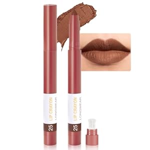 BINGBRUSH Lip Crayons Matte Longwear Lipstick Pack Set,Moisture Smooth Lipliner With Built-in Sharpener Ultimate Lip Crayon for Makeup- Waterproof Velvet Lipgloss Lip Stain(25#Saddle Brown)