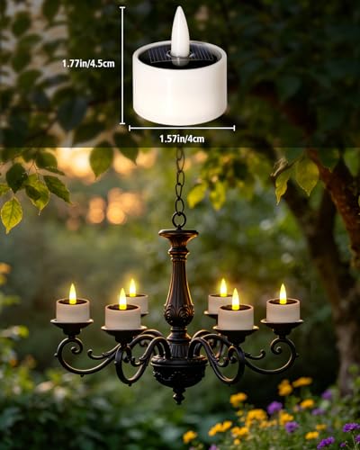Image of Solar Tea Lights Outdoor Waterproof, 8 Pcs LED Votive Candles-1.57''x1.77'' | Rechargeable Dusk to Dawn Lighting Small Candles, Flameless Flickering Little Tealights, Lantern Table Garden Patio Decor