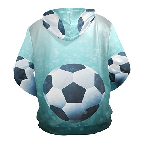 Moletom masculino com capuz e manga comprida com estampa 3D de bola de futebol clássico, Multicolori