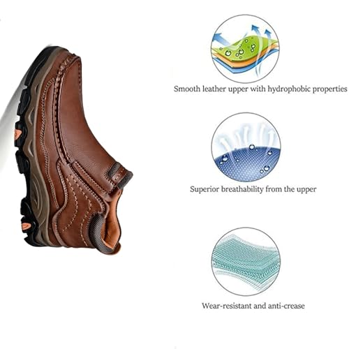 Men's Vintage Leather Mid-top Hands Free Chukka Boots Comfortable Handmade Non-Slip Wear resistance Outdoor Lightweight Casual Boots Driving Walking Hiking Work Loafers2