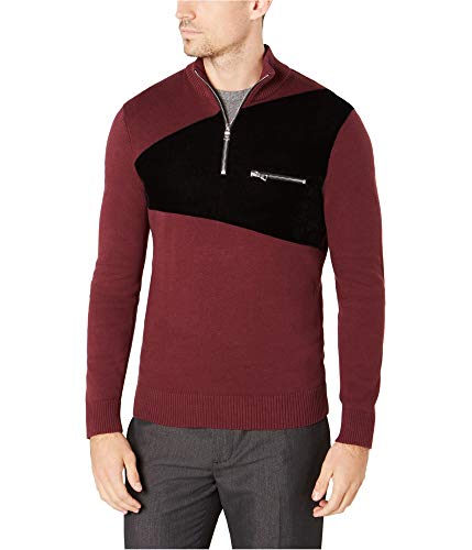 INC Mens Varsity Quarter Zip Sweater Red L