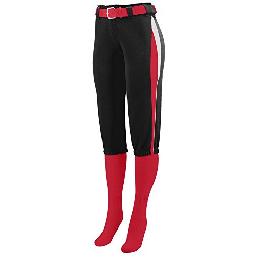Augusta Activewear Calças de Cometa para Meninas, Preto/vermelho/branco., S