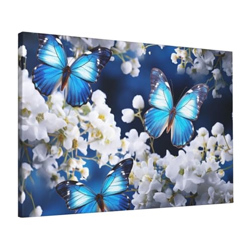 Impression sur toile papillons bleus 40x61 cm pour salon