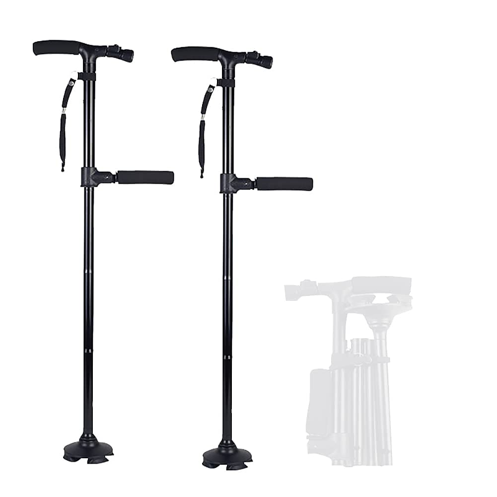 Bastón Plegable, bastón de Aluminio Ligero Negro con luz LED, Mango cómodo, para Hombres, Mujeres y Personas Mayores, Paquete de 2 Star of Light