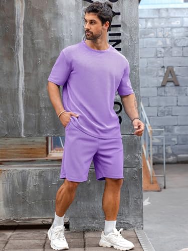Babioboa Men's Short Sleeve Tracksuit Summer T Shirt & Shorts set 2 Pockets Oversize Two Piece Casual Daily Duty-off