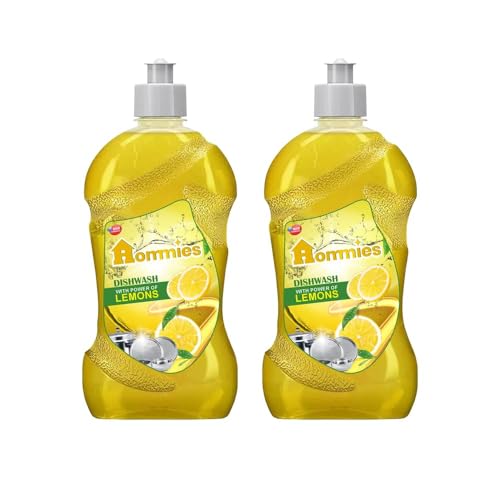 Image of Hommies Lemon Dishwash Liquid Gel Refill Pack 500ml Pack of 2 | No Residue Grease Cleaner Kitchen Soap for Utensils | Tough on Stains Gentle on Hands
