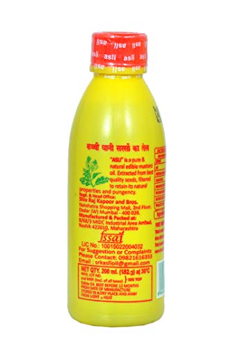 Image of Asli Kachi Ghani Mustard Oil- 200 Ml x 4 | Pack of 4 |