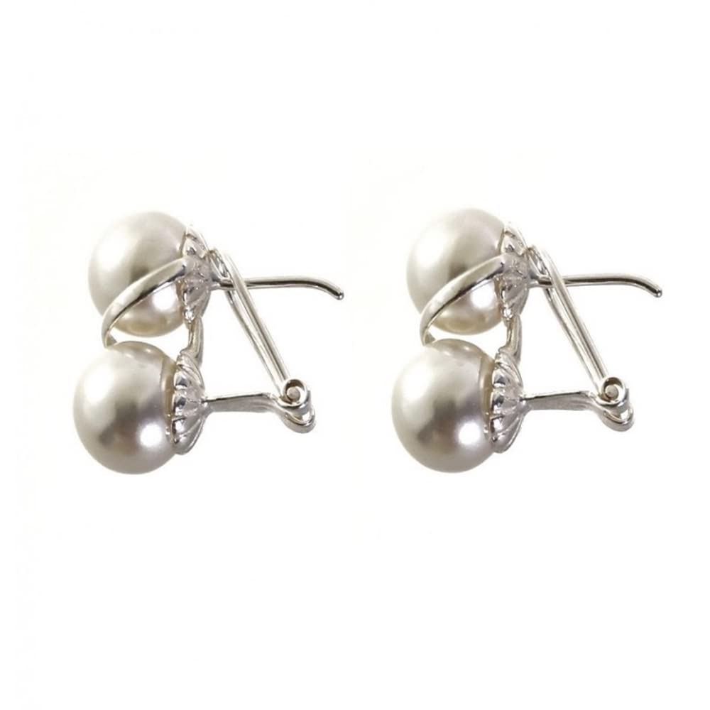 Pendientes tu y yo Perlas 10 Mm. en Plata de ley 925 con cierre omega