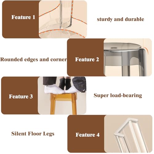 Robusto sgabello da doccia in plastica impermeabile, design impilabile per bagno, cucina, camera da letto, sala da pranzo e ufficio