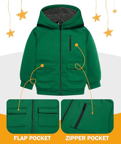 Image of Boys Zip Up Hoodie Kid Hooded Jacket | Fleece Lining,Soft Warm coat,Fall Winter Outwear for 6-15 Years Unisex,Sweatshirt Suitable for School,Outdoor
