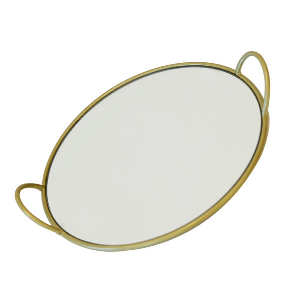 Plateau rond en fer forgé or avec poignée pour service de table chic