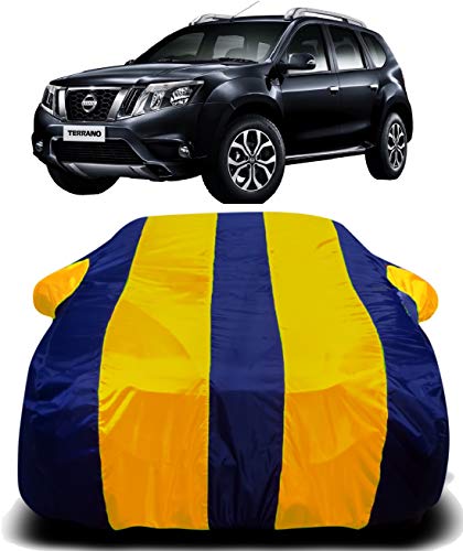 Image of Car Body Cover Waterproof Accessories Compatible with Nissan Terrano Ultra Surface Body Protection Dust Proof Rain Cover Protects from Sunlights and Uv | Yellow Stripes
