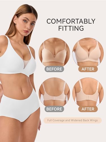 Image of LUCKMEEY Bras for Women No Underwire Deep V Wireless Bra Push Up Seamless Bras Full Coverage Bralettes Everyday Bra