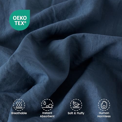 SLEEP ZONE Duvet Cover Queen Size, Stone Washed, Soft and Comfortable with Natural Wrinkles, Easy Care, Gift-Wrapped, Safe and Skin-Friendly(Navy, Queen) by SLEEP ZONE - Used condition - Image 4