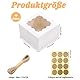 VEGCOO 10 Stück Bäckerei Boxen, Tortenbox aus Pappe 10x10cm mit Fenster - Hochwertige Transportbox für Cupcakes, Macarons & Kekse | Stapelbar, Individuell Gestaltbar, Eco-Friendly