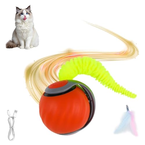 LIAVOP Palla Giocattolo per Gatti Elettrica, 2025 Nuova Palla Magica per Cani, Giocattolo Interattivo per Cani, Palla Giocattolo Interattiva per Gatti con Coda Di Ricambio