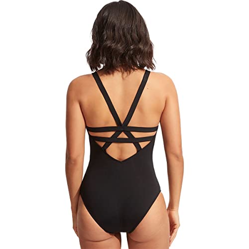 Seafolly Women's Active Deep V Plunge Maillot One Piece Swimsuit2