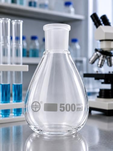 Image of ISKO Borosilicate glass 24 /29 Joint Recovery Flask Heavy Wall Single Neck Round Bottom Evaporating Flask (500ml)
