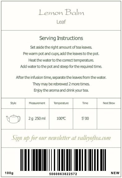 Miniatura 9 de Bálsamo de limón orgánico Hoja suelta - Limón dulce - Mellisa Officinialis seco - Bálsamo de limón orgánico Té de bálsamo de limón Té Limón Hojas de