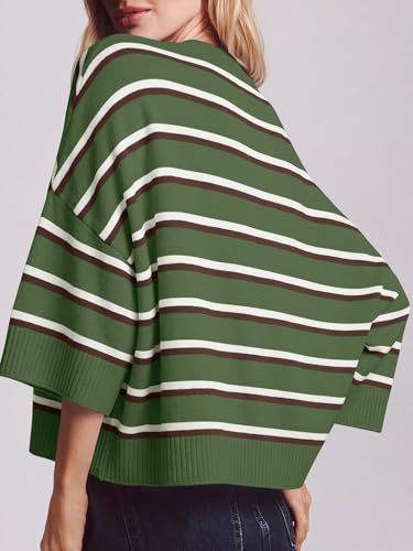 Image of Saodimallsu Womens Short Sleeve Sweater Summer Oversized Cropped Sweaters Casual Crewneck Lightweight Knit Tops