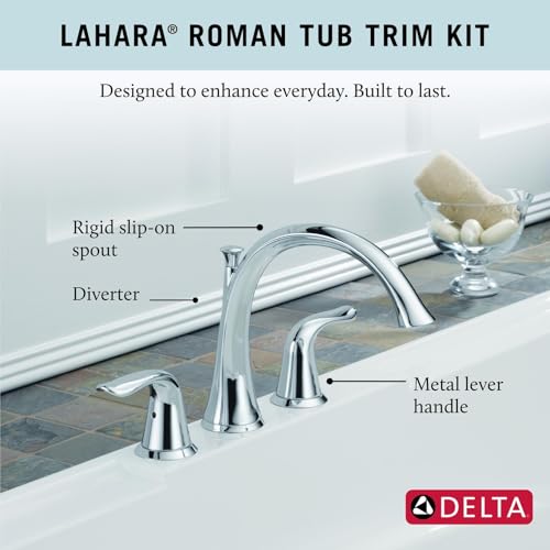 Delta Faucet Lahara 2-Handle Widespread Roman Tub Faucet, Chrome Tub Faucet, Roman Bathtub Faucet, Delta Roman Tub Faucet, Tub Filler, Chrome T2738 - image 3