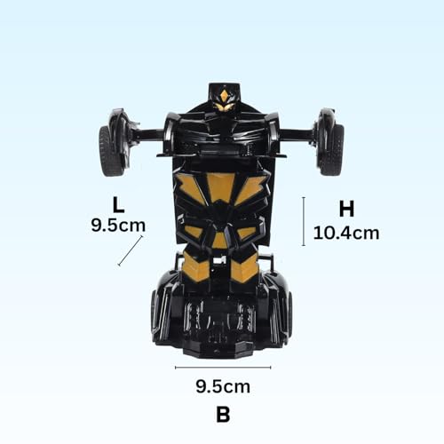 Image of Transforming Robot Car Toy for Kids| Crash to Transform Robot Car| Friction Powered Push & Go Action| No Batteries Needed| Durable ABS Plastic Toy for Boys & Girls|Black