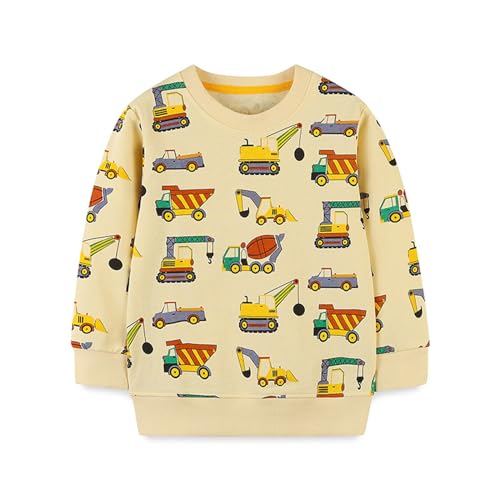 Unisex Child Full Zip Hoodie Sweatshirt Toddler Boys Sweatshirts Patterned Long Sleeve Pullover (Yellow, 1-2 Years)