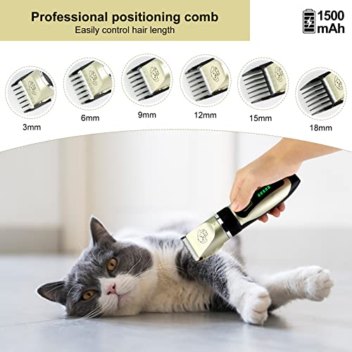 JOPHEK Dog Clipper, Quiet Dog Cat Hair Trimmer, Professional Cat Trimmer - Electric Wireless Pet Trimmer (Golden)