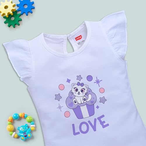 Image of LuvLap Baby Girls Regular Fit 100% Cotton Half Sleeves Girls Top CoSet Pack of 3