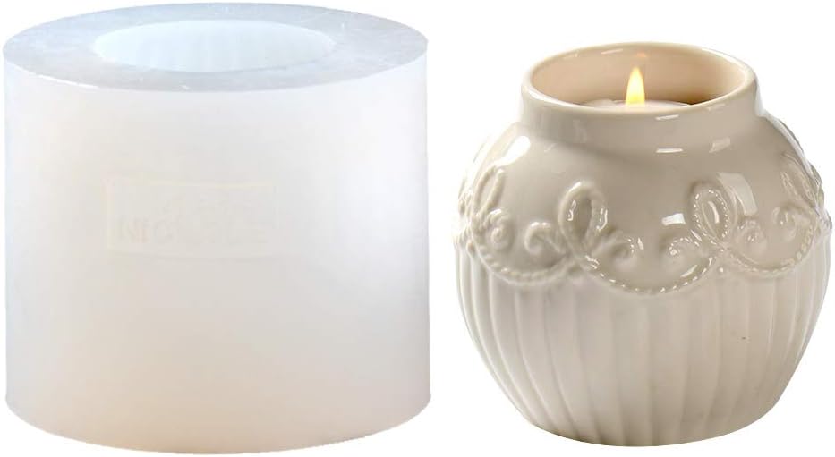 NICOLE Concrete Candlestick Silicone Mold DIY Ashtray Candle Holder Mould Handmade Craft Home Decoration