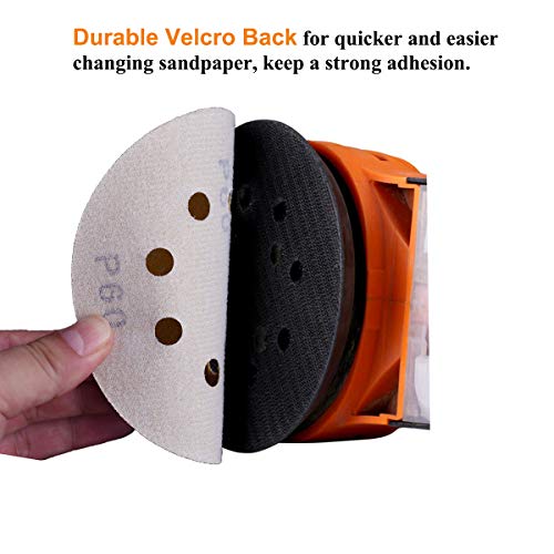 Aiyard 5-Inch 8-Hole Hook And Loop Sanding Discs 60-Grit Random Orbit Sandpaper, 100-Pack #TOP3