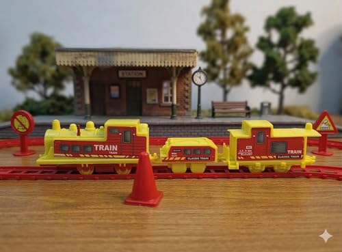 Image of Express Train Set with Track for Boy | Battery Powered Railway Engine with Passenger & Coal Wagon | 14 PCS Toy Train Play Set