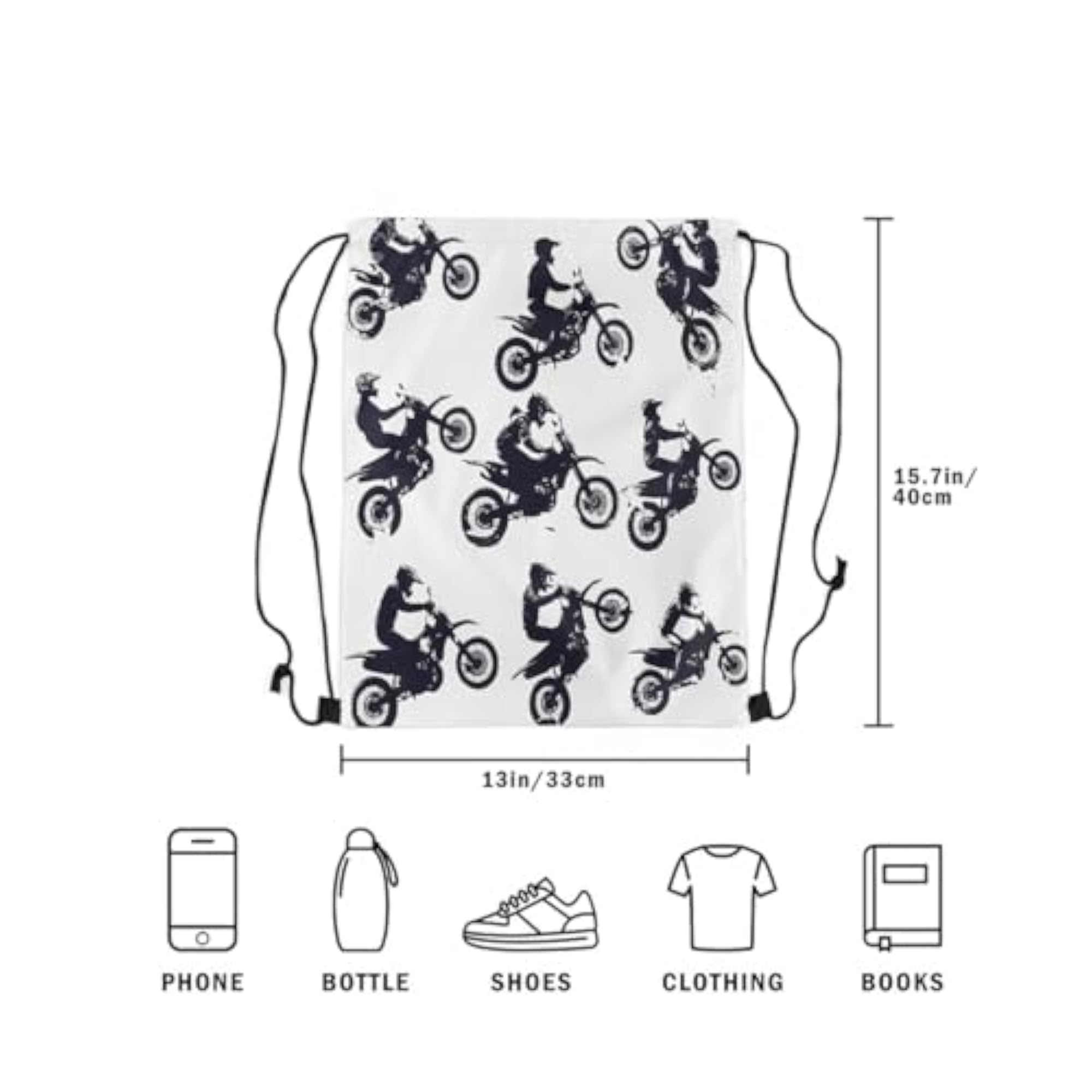 Dirt Bike Drawstring Backpack, Extreme Sports