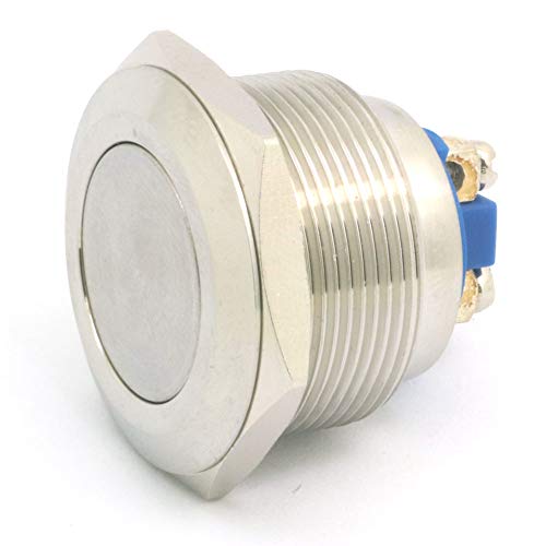 DollaTek 25mm Flat Reset Button Switch 12V DC Angel Eye LED Waterproof Stainless Steel Round Llight Switch With Screw Foot - Sliver