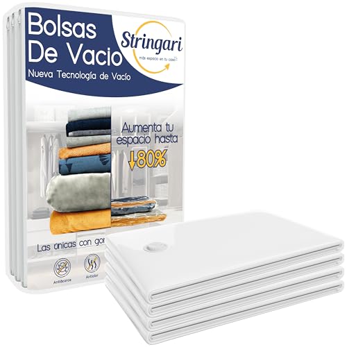 Stringari Bolsas Vacio Ropa paquete de 4 piezas L 80x60 - Bolsas al Vacio Ropa Premium Quality para almacenamiento