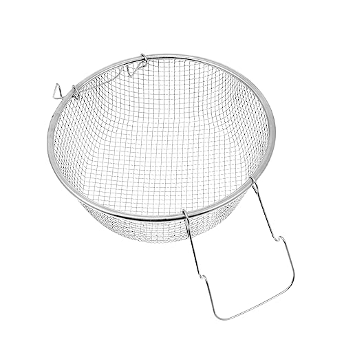 Garneck Panier Friteuse Ronde Acier Inoxydable Panier Friture avec Drainants pour Cuisine Poignée Ergonomique Brûlure Accessoire Pratique pour Friture et Lavage des Aliments