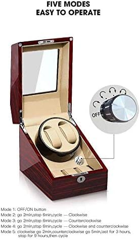 FENOKD Mechanical Watch Shaker Automatic 2+3 Watch Winder Box with Quiet Motor and 5 Rotation Modes, 5 Watch Storage Box, 2 Way Power