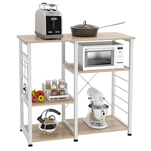 Dlandhome Microwave Cart Stand 35.4 Inches, Kitchen Baker's Rack Utility Storage Shelf Microwave Stand 3-Tierx3-Tier For Spice Rack Organizer Workstation Shelf, 171-M Maple, 1 Pack #TOP6