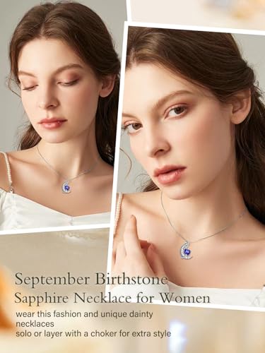 TOUPOP I Love You to The Moon and Back Necklace S925 Sterling Silver Heart Birthstone Necklace Birthday Christmas Jewelry Gifts for Women Wife Girlfriend3