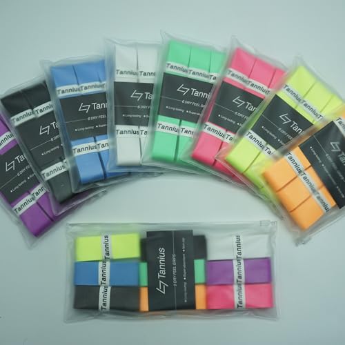 image for Tannius Tennis Racket Grip Tape, 9 Pack Dry Feel Tennis Grips, Absorbe