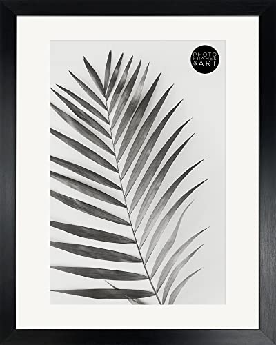 pf+a REAL GLASS 16x12" For 12x8" Photo Frame - Glass Window - 12x8" (30x20cm) Frame With Mount / 16x12 Oxford Black For 12x8 Picture Frame