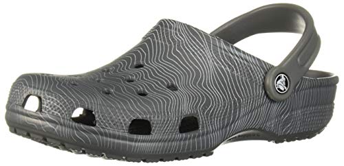 Image of Crocs Men's and Women's Classic Graphic Clog | Slip On Shoes | Water Shoes, Slate Grey /Light Grey, 10 US Women / 8 US Men