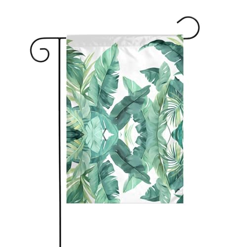 YYHWHJDE Motif feuilles de bananier tropicales - Mât de jardin - Décoration extérieure - Double face - 30,5 x 45,7 cm