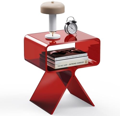 Acrylic Side Table, Nightstand, Small Transparent for Living Room...