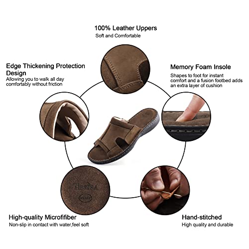 Mens Leather Slide Sandals Comfortable Lightweight Summer Casual Beach Slides for Men Indoor & Outdoor slip on sandals3